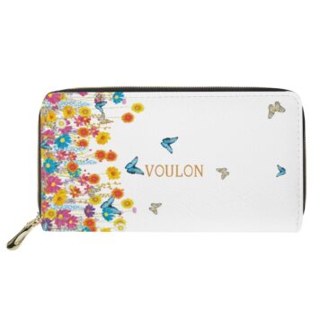 VOULON Purse Flowers with Butterflies Zip Around Wallet for Women, Bi fold Clutch Bag Long Travel Purse Card Holder Organizer